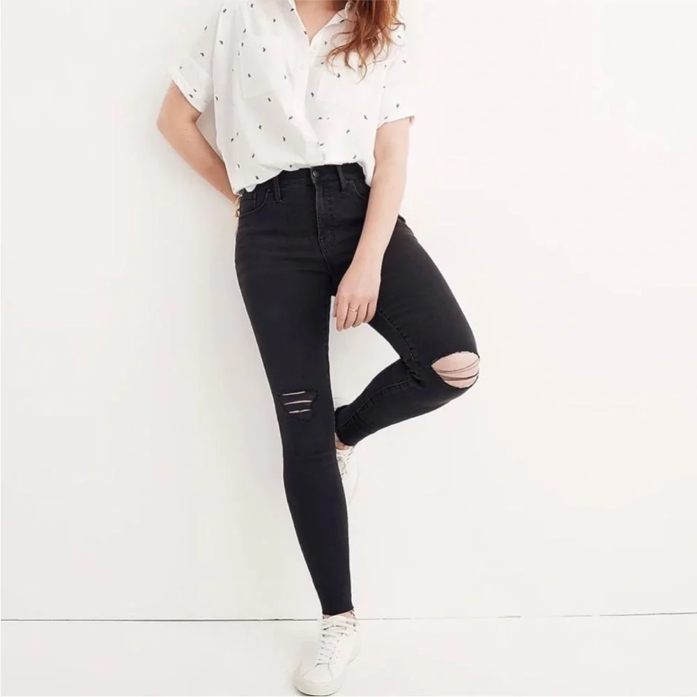 Madewell 9” High Riser Distressed Skinny Jeans - Picture 1 of 7